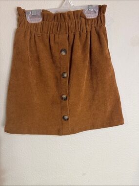 SHEIN Rustic Brown Corduroy Button-Front Mini Skirt
